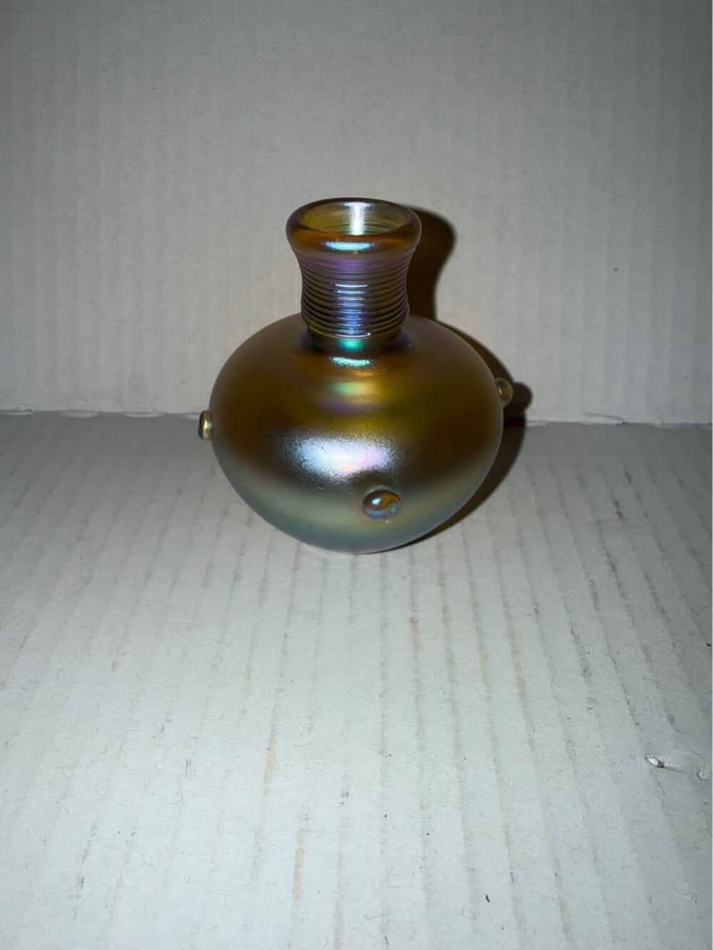 VTG SIGNED Lundberg Studios 1976 Iridescent Art Glass Vase